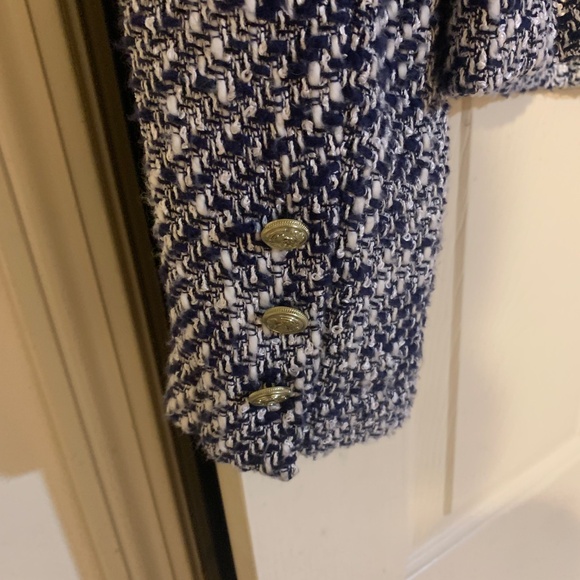 Cache Blue/Ivory Tweed Lined Jacket sz 10 - Picture 8 of 8